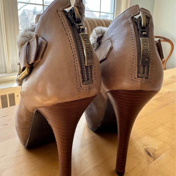 Guess Oleta Suede Faux Fur Booties Size 7.5 - Picture 3 of 5